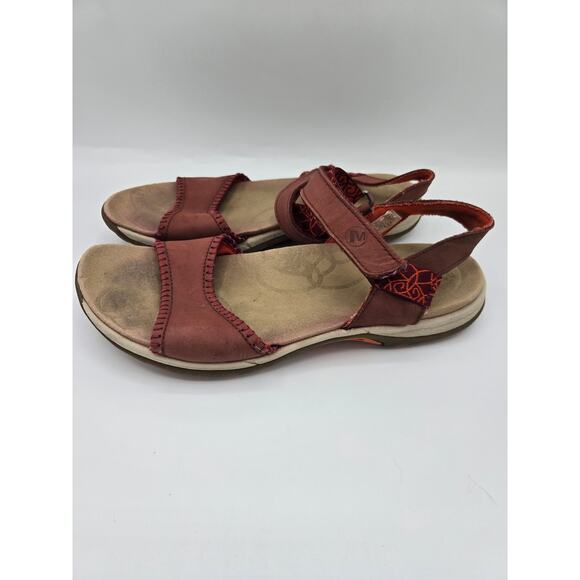 Merrell Port Slingback Comfort Walking Sandal Outdoor Shoe Red Nubuck Leather 8 - Picture 5 of 8